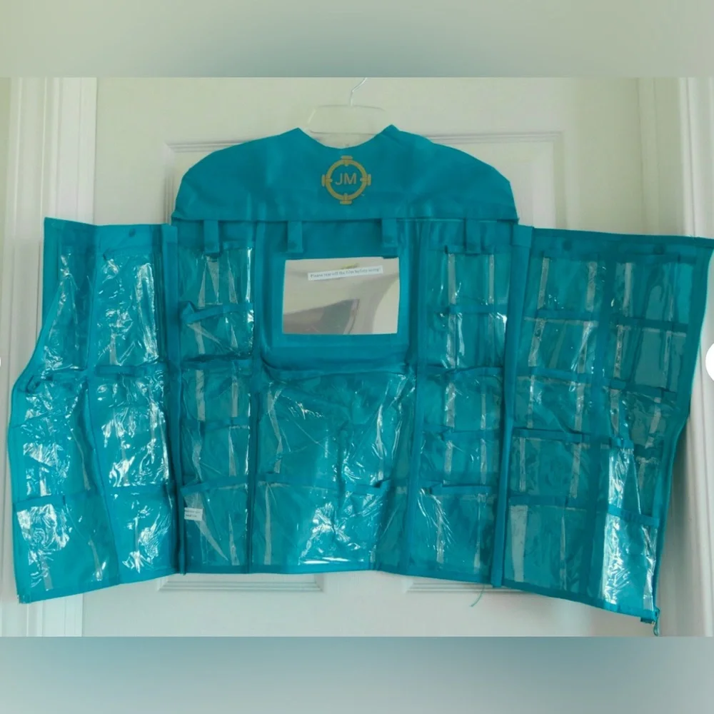 Blue-Green Joy Mangano mirror 28 pocket organizer - New